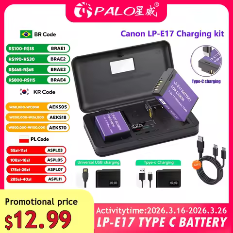 PALO LP E17 LP-E17 Battery with Type-C Input for Canon EOS 200D M5 M6 750D 760D T6i T6s 800D RP Kiss