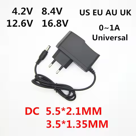 AC 100-240V DC 4.2V 8.4V 12.6V 16.8V 1A for 18650 Lion Lithium Battery Charger Power Adapter 4.2 8.4