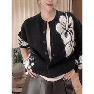 含奇軒2024秋季新款韓系慵懶高級感花朵刺繡外套洋氣減齡重工衛衣