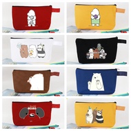 Cartoon Canvas Bag We Bare Bears Pencil Case Large Capacity Makeup Bag Handbag Student Stationery Bag Coin Purse Phone Bag