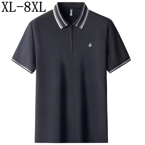 8XL 7XL 6XL 2025 New Summer High End Luxury 100% Cotton Polo Shirt Men Clothing England Style Mens S