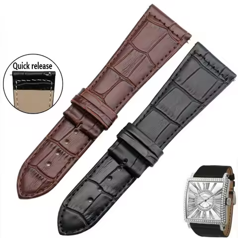 TOP leather watchbnd for Franck Muller men women Diamond watch straps 22mm 26mm FM black brown quick