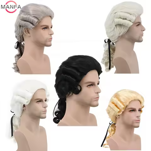 Lawyer Judge Baroque Cosplay Wig Curly Grey White Black Deluxe Historical Long Heat Resistant Synthe