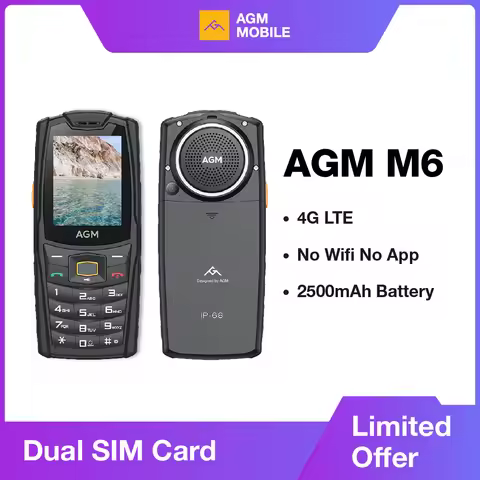 AGM M6 Rugged Phone - Loud 103dB Speaker, 2.4" Screen, 4G Dual SIM, 2500mAh Battery, BT5.1, FM Radio