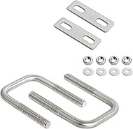 Aoje-Link Square U Bolt 1.18"(30mm) Inner Width M6 Thread 304 Stainless Steel Silver with Plates Nuts Flat Washers, 2Pcs