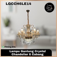 GANTUNG 6 CABANG CRYSTAL E14 LGCCH6LE14 Lampu Hias Minimalis Besi Akrilik Kristal Dekorasi Ruangan Unik Dekoratif Ceiling Chandelier