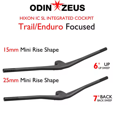ODINZEUS Full Carbon Mountain Bike Handlebar, integrated handlebar, HIXON IC SL RISE, 4°/5°, Rise 15