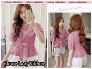 MJ Blouse Formal Atasan Wanita Lady Crepe L XL Korean Blus Baju Kerja Wanita