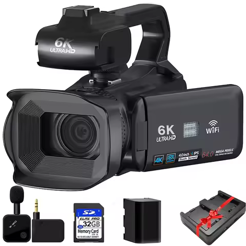 4K Professional Video Cameras for Photography 64MP Ultra HD 18X Digital Zoom Camcorder WIFI YouTube 