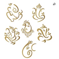 WallDesign Vinyl Ganesha Door Car Bike Sticker, 3 x 0.1 x 3 Inches, Gold