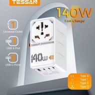 TESSAN TS-WTA05-WHA 145W GaN Fast Charger Travel Adapter Socket International 1 Universal Outlet & 1