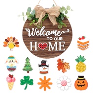 Decor Elements Interchangeable Welcome Sign Front Door Fall Decor Summer Spring Holiday Christmas