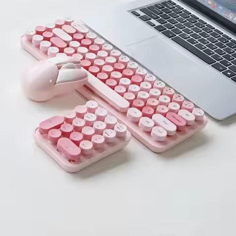 Mofii 3 In 1 Wireless Keyboard and Mouse 2.4G Keyboard and Mouse Kit Colorful Design Cute Retro keyb