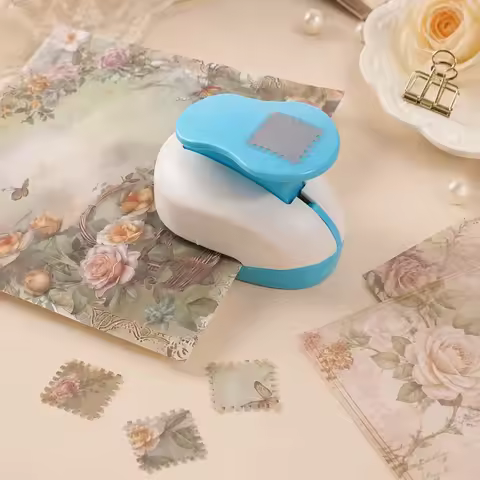 Square Craft Paper Punch Postage Stamp Edge Hole Puncher Lever Action Scrapbook Tool For Diy Cards J