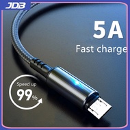 JDB สายเคเบิลข้อมูล Micro USB 5A LED,สายชาร์จไมโครชาร์จเร็วเหมาะสำหรับ Apple, Huawei, Samsung, Xiaomi, Android อุปกรณ์เสริมสำหรับโทรศัพท์มือถือสายชาร์จ