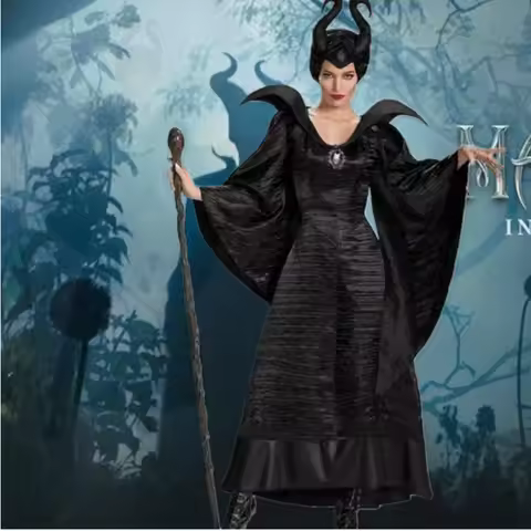 Women Halloween Cosplay Movie Adult Costumes: Maleficent Maleficent Angelina Jolie Performance Cloth