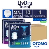 (4 Packs) LivDry Trusty Pants Extra Adult Diapers - Size M / L