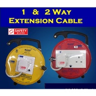 1 WAY 2 WAY EXTENSION CABLE REEL/ SOCKET/ WIRE REEL/ Safety Mark Certified | Fire Retardant Material