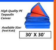 Blue Orange Waterproof Canvas Tarpaulin Sheet Canopy Camping Size 30 feet x 30  Feet
