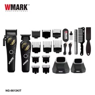 WMARK NG-8613KIT ปัตตาเลี่ยนใหม่พร้อมแท่นชาร์จชุดกรรไกรไฟฟ้าพิเศษสำหรับร้านทำผม