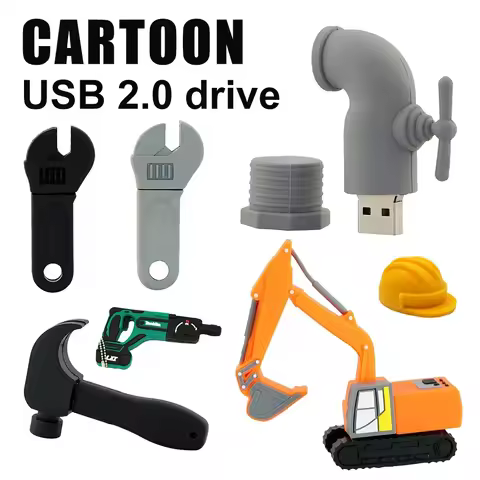 Usb Flash Disk 2.0 8GB 16G 32GB 64GB Excavators Truck Cartoon U Disk 128GB Cle Usb Memory Pen Drive 