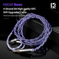 KBEAR Neon HIFI Earphone Cable With QDC/0.78mm/MMCX Connector 4-Strand 5N High-purity OFC Line For T