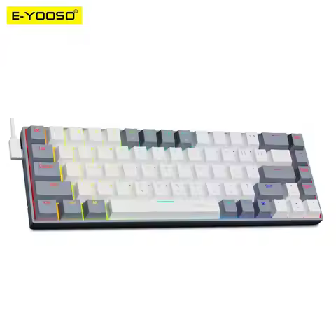 E-YOOSO Z686 RGB USB 60% Mini slim Mechanical Gaming Wired Keyboard Red Switch 68 Keys Russian Brazi