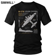 Vintage B-17 Flying Fortress Spitfire T-Shirt Men Cotton Fighter Plane Tee WW2 War Pilot Short Sleev