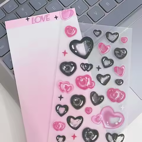 DIY Decor Kpop Photocard Sticker Sweet Cartoon Scrapbook Journal Sticker Cute Heart Star Stationery 