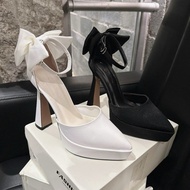 Silk Bow Double Pointed Toe High Heels 12CM - Bonita Shoes G417