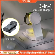 Magnetic Wireless Charger 3-in-1 Foldable Wireless Charger Stand 15W Qi Wireless Fast Charger Wirele