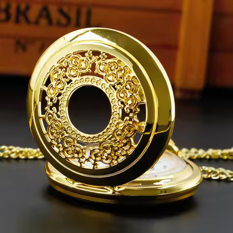 Luxury Gold Pocket Watch Retro men Women's Necklace Chain Pocket Watch retroid pocket 3
