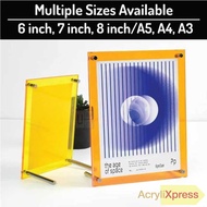COLOURFUL Acrylic Stand A4 / A5 / A6 Certificate holder Size Menu Paper Poster QR Code Frame Holder 