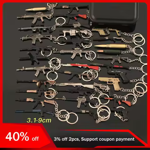 Mini Gun Model Alloy Pendant Rifle Buretta SVD AK47 RPK Metal Weapon Keychains Boxed Boys Gifts Coll