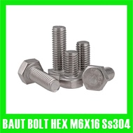 Hex Bolt m6x16 Stainless Hex Bolt M6 x 16 mm SS304 hexagon Bolt M6x16 SUS 304