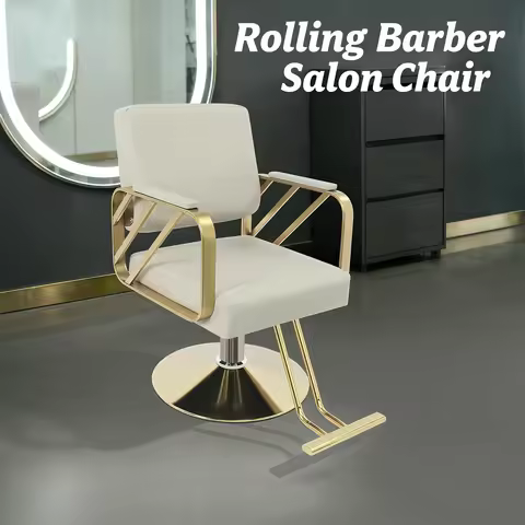 Barber Salon Chair for Hair Stylist Height Adjustable 82-92CM 360 Degree Rolling Swivel Spa Beauty E