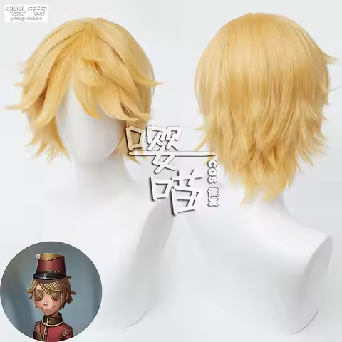 Game Identity V Postman Victor Glanz Cosplay Wig 35CM Gold Heat Resistant Synthetic Hair Anime Cospl