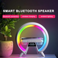 New Round Multi-Function Wireless Charging Night Light Speaker Smart Bedside Clock LED Light Bluetooth Speakers