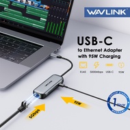 WAVLINK USB C to Ethernet Adapter Aluminum Case with 95W Charging Port RJ45 Ethernet Adapter 5Gbps f
