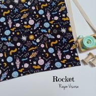kain rayon viscose motif anak rocket lucu (harga per 0,5 meter)