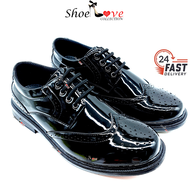 [Ship 24hrs] Kasut Kilat / Pegawai / Kadet Tentera PVC Men Uniform Shoe Type Brogue ATM