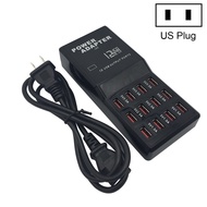 【iPartsBuy Mall】 W-858 12A 12 Ports USB Fast Charging Dock Desktop Smart Charger AC100-240V US Plug