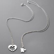 จี้สร้อยคอ พิมพ์ลายตัวต่อ Puzzle 2 ชิ้น