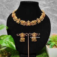 AZHAGI's Elephant With Lakhsmi Design Choker set together with earrings Jewelry Necklaces
