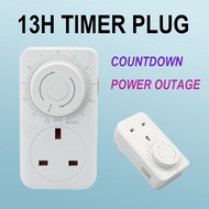 UK 1-13 Hours Countdown Mechanical Timer Plug Socket Energy Saving Plug-in Indoor Timer Plug Switch