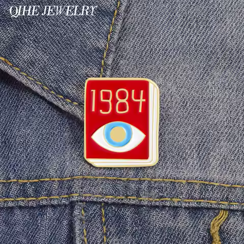 1984 Book Eye Enamel Pins Famous George Orwell Dystopian Literature Classic Novel Brooches Lapel Bad