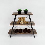 復古三層八字桌 展示桌 木板 植物架 簡易電視櫃 置物架 鞋架