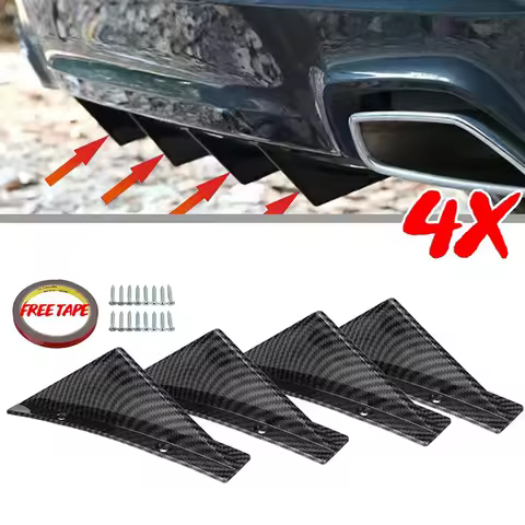 4pcs/set Universal Spoiler General Shark Fin Car Rear Bumper Lip Diffuser For Audi A3 8P 8V A4 B8 A5