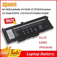 RJ40G 15.2V 63Wh 3941mAh Laptop Battery for Dell Latitude 14 5420 15 5520 Precision 15 3560 F3T9T / 