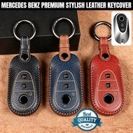 Mercedes Benz C E S A Class CLA SLA GLA GLB GLC EQE EQS Premium Stylish Leather Car Key Cover